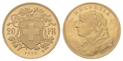 Ankauf von  20 Franken Goldvreneli 1926